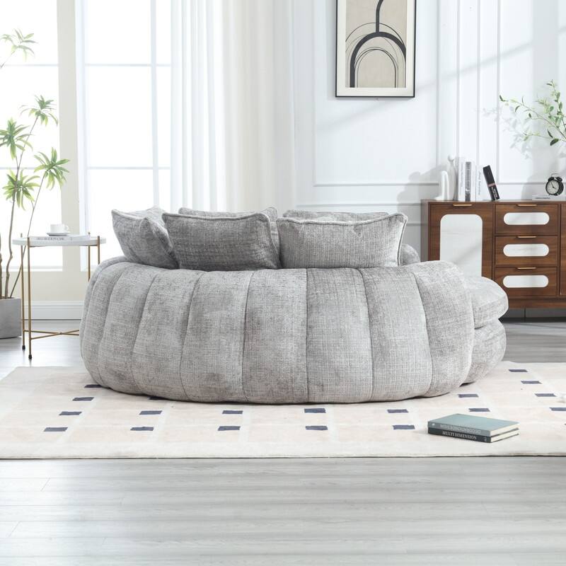 81.10" Double Bread Extra Large Round Sofa Bed with Armrests and Large Cushions
