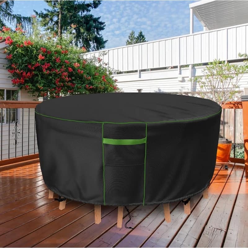 Black Polyester Patio Furniture Cover For Dining table (round)