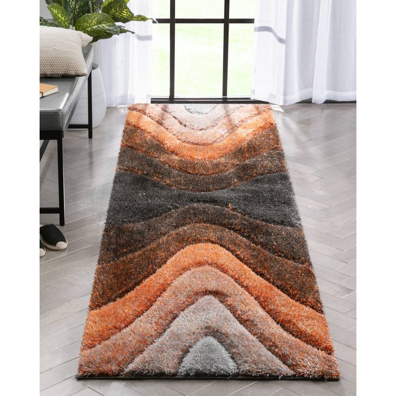 Well Woven San Francisco Luz Geometric Modern Carved Shag Area Rug