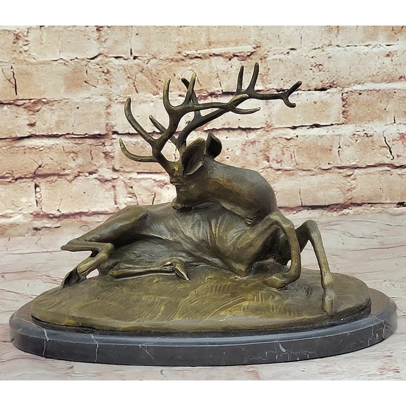 Trophy Bronze Antelope Buck Sculpture Statue Marble Base Figure Figurine Hotcast