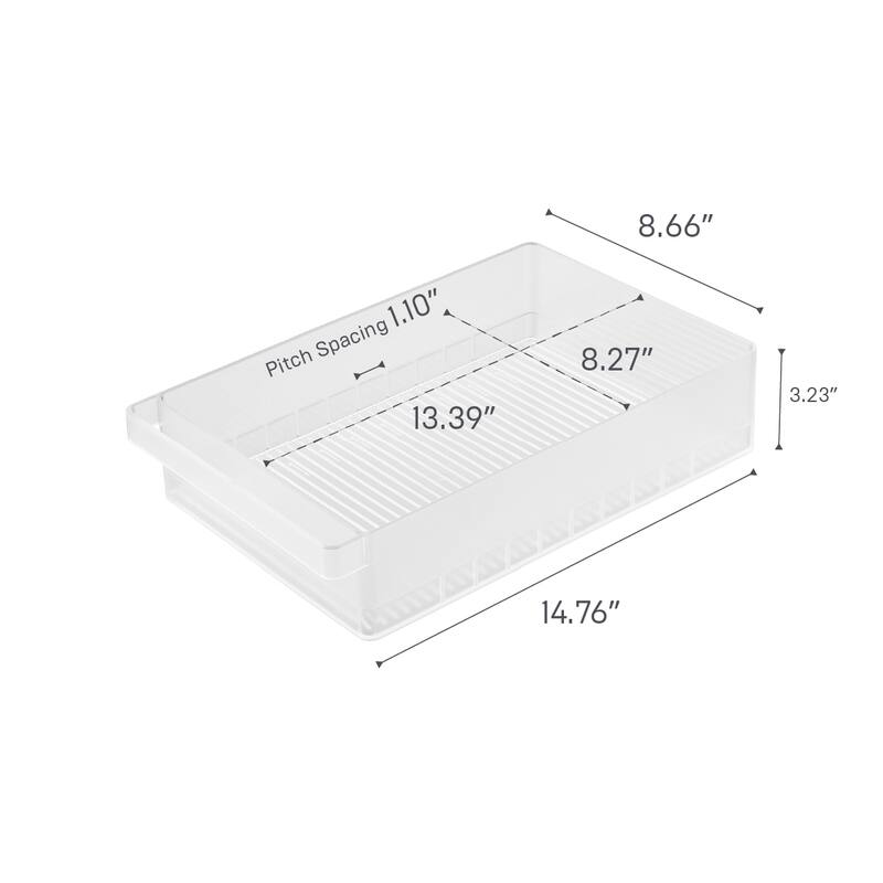 Yamazaki Home Refrigerator Organizer Bin - Wide, Plastic, Adjustable - L 8.66 x W 14.76 x H 3.23 inches