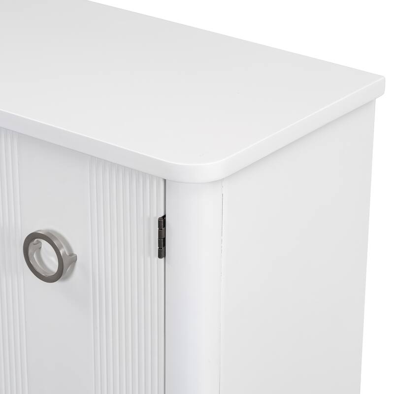 Modern Solid Wood Cabinet with Three Acacia Solid Doors and Adjustable Shelves Ideal for Living Room, Study, Corridor