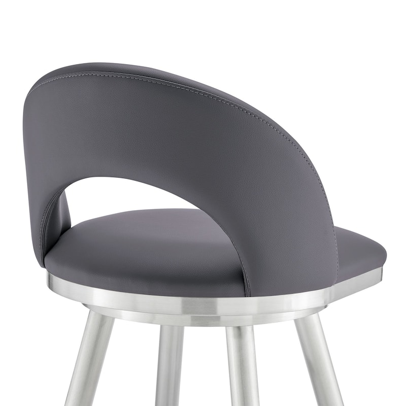 Charlotte Faux Leather and Metal Swivel Counter or Bar Stool