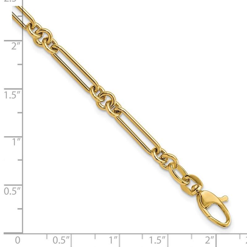 Curata 14k Yellow Gold Polished Fancy Link Bracelet 7.5 Inch