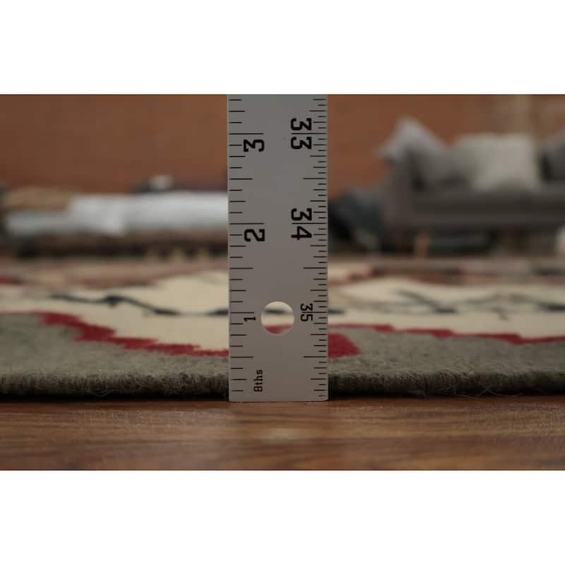 Hand Woven Oriental 100% Wool Carpet Southwestern Tribal Brown Kilim Area Rug - 8' 2'' X 5' 0''