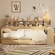 preview thumbnail 11 of 16, Wooden Twin Size Daybed with Storage Shelves, Multi-functional Bed with Twin Size Trundle Bed and Study Desk, Antique White