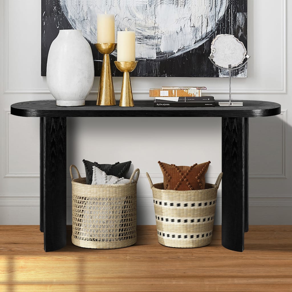 60" Entryway Table Oval Console Tables with Curved Support Legs - Available Installation Inward-facing or Outward-facing