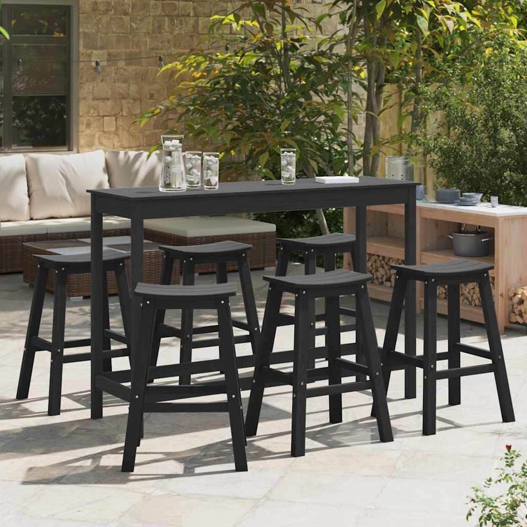 vidaXL Garden Bar Set 6 pcs Black HDPE - 20.47 x 16.93 x 28.94 in