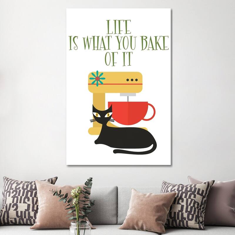 iCanvas "Life Is What You Bake Of It Mod Cat" by Jania Sharipzhanova Canvas Print