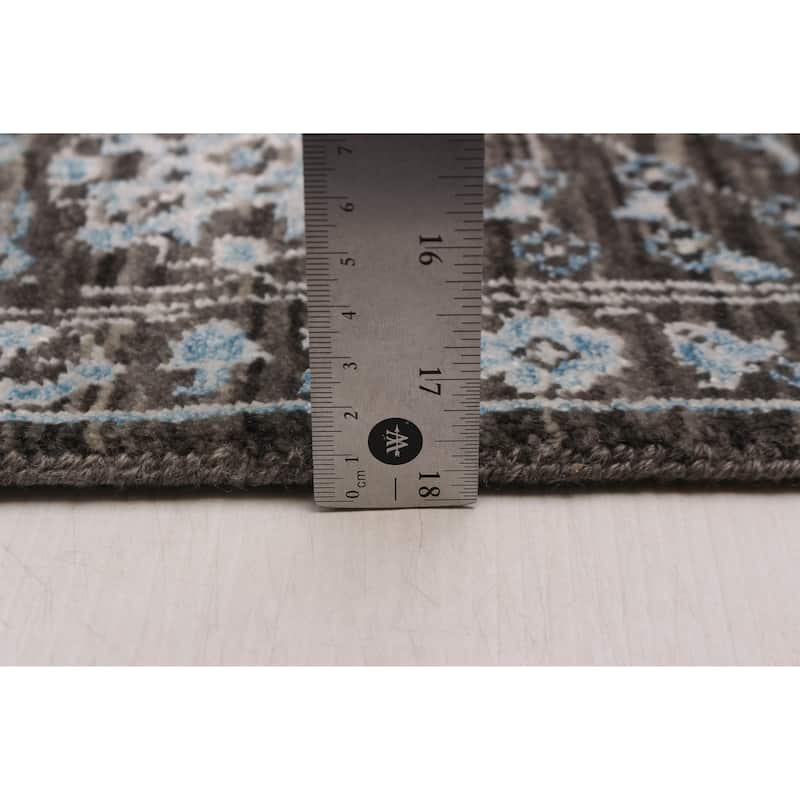 ECARPETGALLERY Hand-knotted Heritage Dark Grey Silk, Wool Rug - 6' x 9' 4"