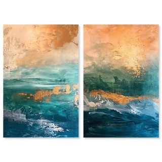 Coastal Glint Duo Sage Gold Art Set Canvas Print by Art Remedy - Bed ...