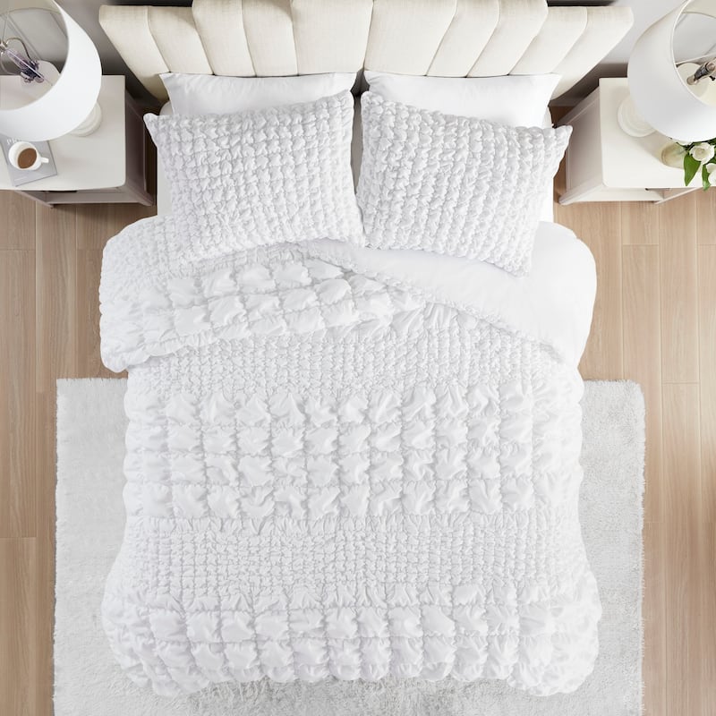 Madison Park Liliana 3 Piece Stripe Ruched Comforter Set
