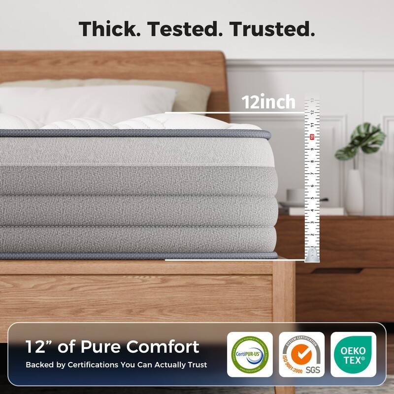 SweDrea 12-Inch Hybrid Mattress with Timeless Comfort and Modern Design