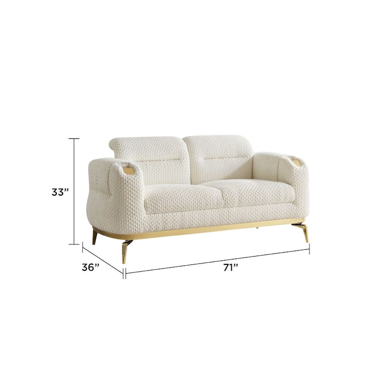 Zoe Loveseat in Cream and Gray - Cream