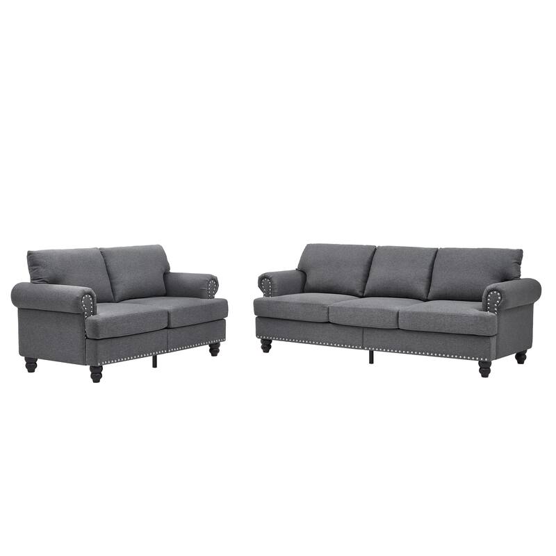 Deep Seat Storage Sofa Set of 2 with Loveseat and 3 Seater Couch