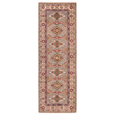 ECARPETGALLERY Hand-knotted Uzbek Ghazni Taupe Wool Rug - 2'8 x 7'11