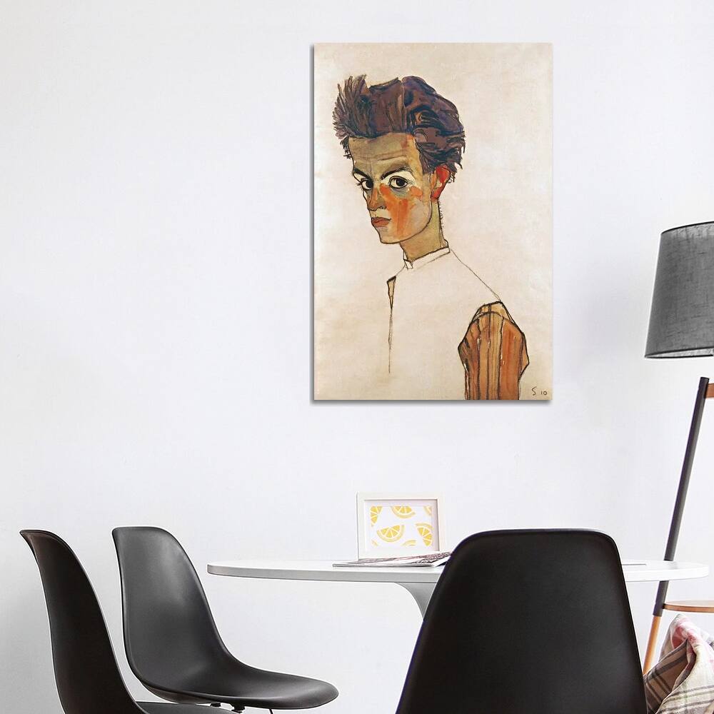 iCanvas "Self-Portrait with Striped Shirt" by Egon Schiele Canvas Print