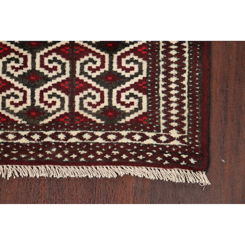 Geometric Persian Balouch Traditional Area Rug Handmade Wool Carpet - 2'8" x 3'8"