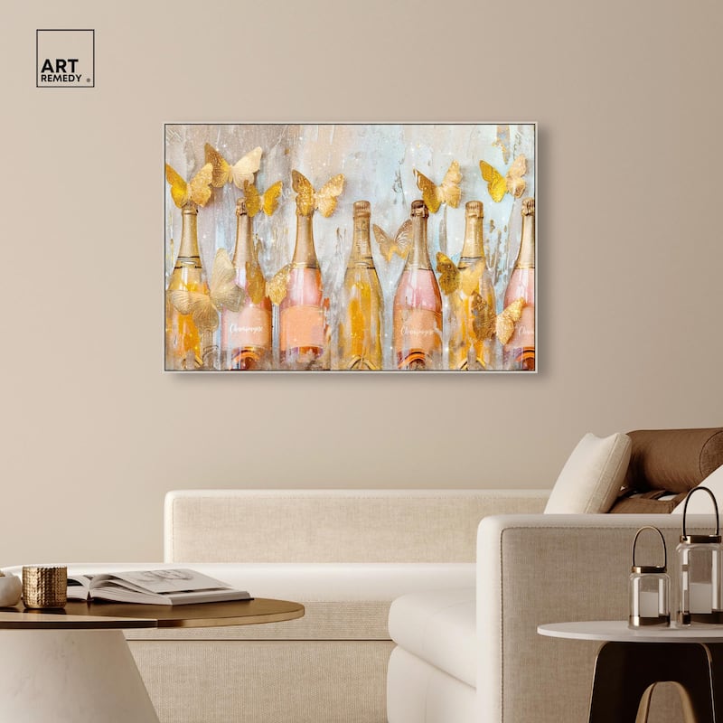 Golden Bright Campagne Line Canvas by Art Remedy