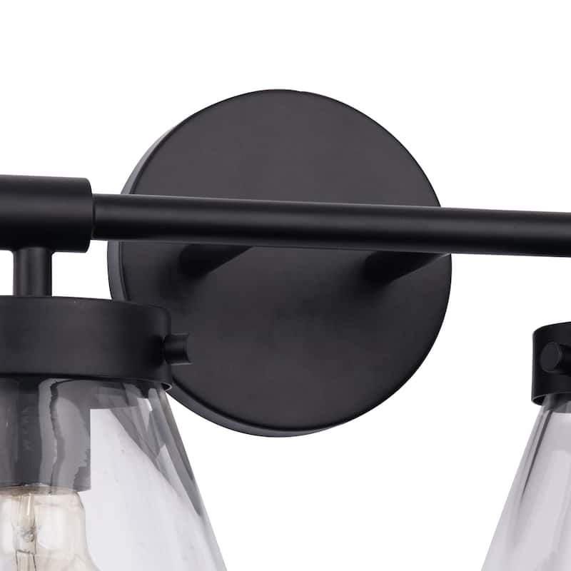 Glam Modern Farmhouse 2-Light Black Vanity Light - 15.3"L x 7.67"W x 10.1"H