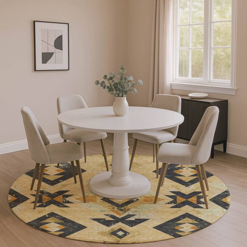 Premium Washable Super Soft Global Impressions Mayfield Rug - Gold - 8' x 8'