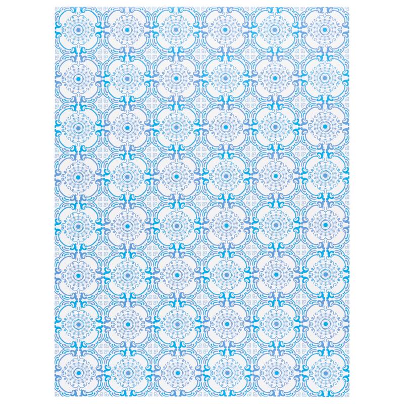 SAFAVIEH Vinyl Floor Mirsade Rug - 6'7" x 9'1" - Blue/Ivory