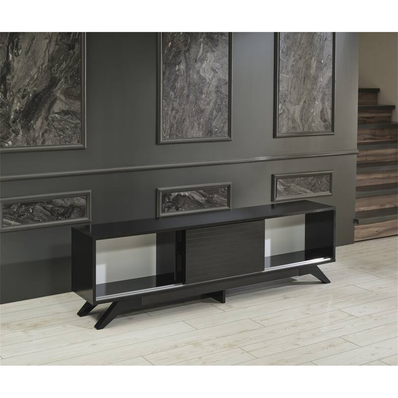 TV Stand Wooden TV Cabinet Media Entertainment with 2 Closet Spaces