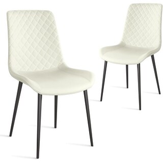 White PU Leather Dining Chair Set of 2 with Metal Legs - Bed Bath ...