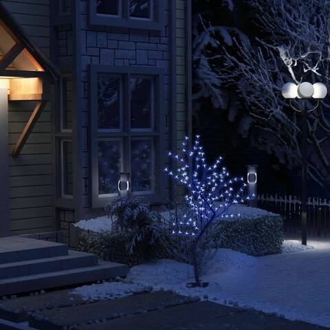 vidaXL Christmas Tree 128 LEDs Blue Light Cherry Blossom 47.2"