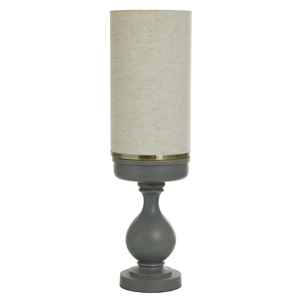 Maverick Grey Uplight - Matte Grey Brushed Base - Cream Linen Shade