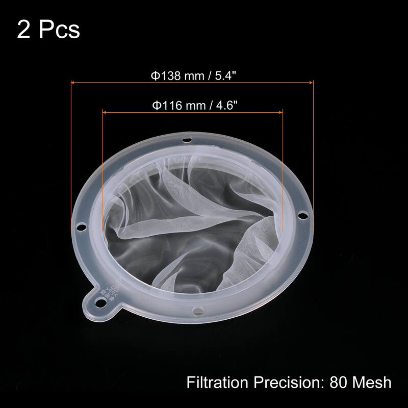 2Pcs 5.4" O.D. 80 Mesh Food Filter Strainer Fine Mesh Filters Strainers White - White