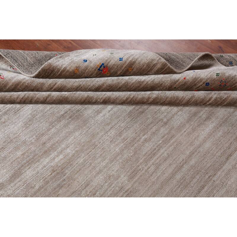 Gabbeh Indian Area Rug Handmade Silk Carpet - 9'3" x 11'10"