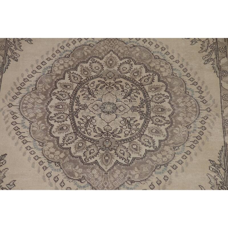Distressed Tabriz Persian Vintage Rug Handmade Living Room Wool Carpet - 6'2" x 9'7"