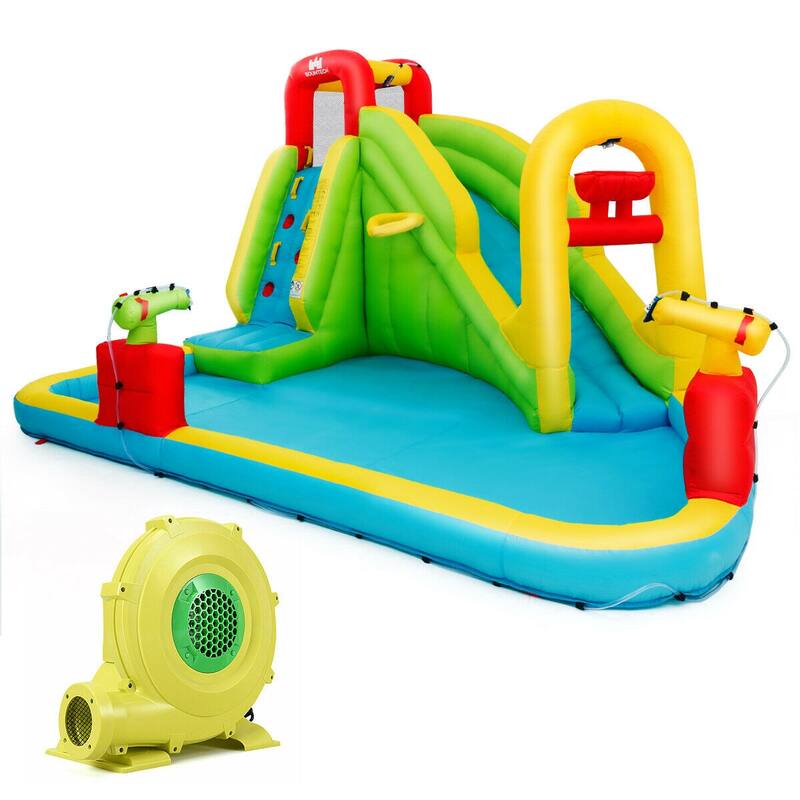 Gymax Outdoor Inflatable Splash Water Bounce House Jump Slide w/Blower - Kids