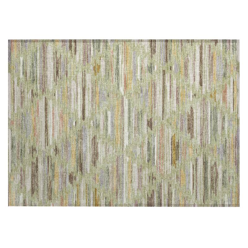 Machine Washable Indoor/ Outdoor Modern Trellis Chantille Rug