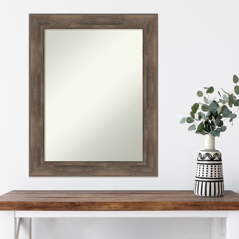 Non-Beveled Wood Wall Mirror - Hardwood Mocha Frame