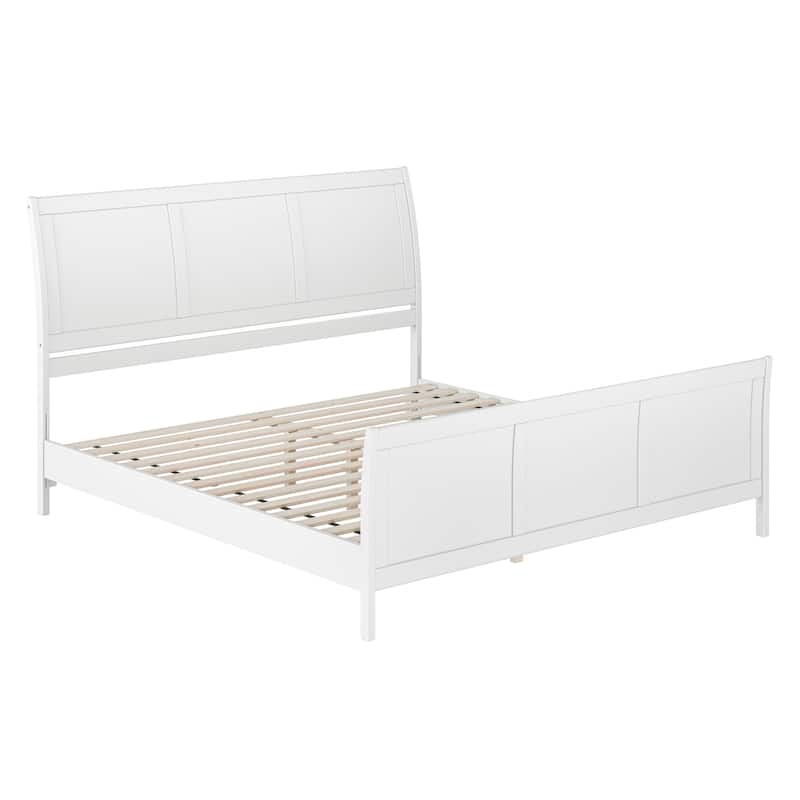 Valencia Solid Wood Low Profile Sleigh Platform Bed with Matching Footboard