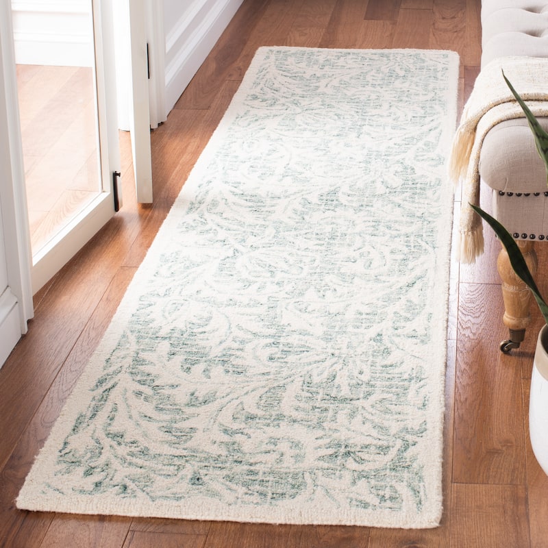 SAFAVIEH Handmade Micro-Loop Jordyn Wool Rug - 2'3" x 9' Runner - Grey/Ivory