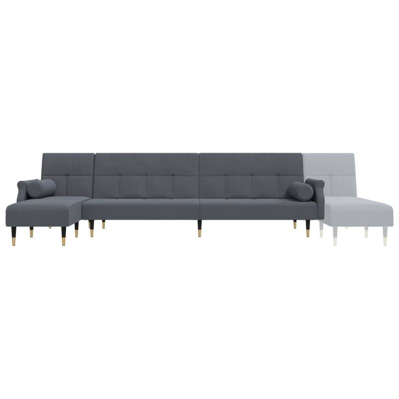 vidaXL L-shaped Sofa Bed Black/Dark Gray 106.7"x55.1"x27.6" Velvet - 106.7" x 55.1" x 27.6"