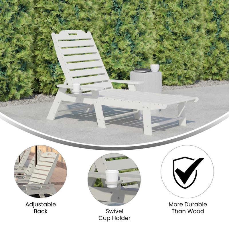 Outdoor Adjustable Lounge Chair with Cupholder