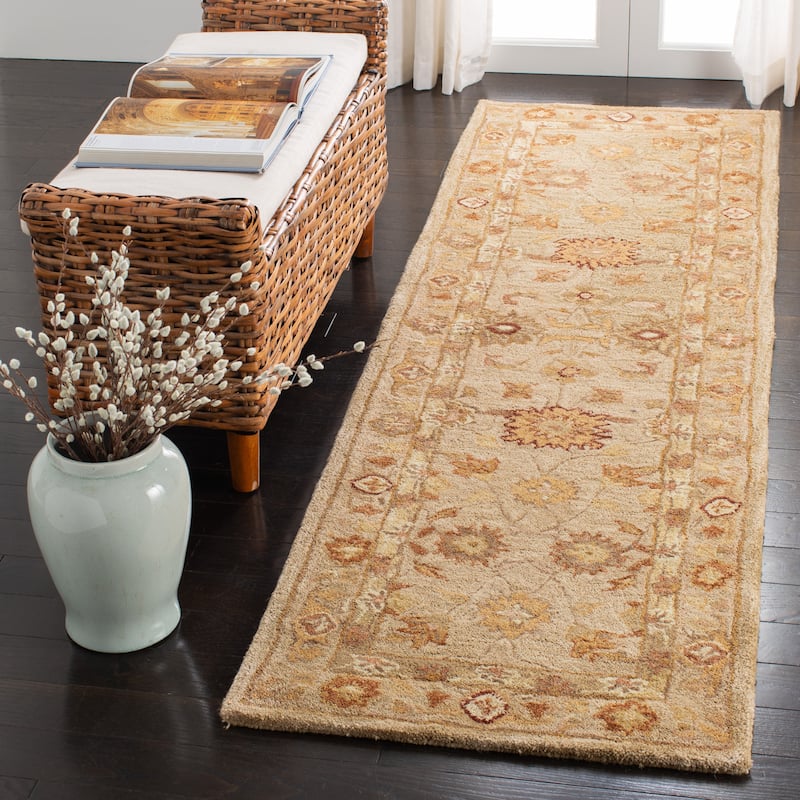SAFAVIEH Handmade Anatolia Ibala Traditional Hand-spun Wool Rug - 2'3" x 8' Runner - Sage/Sage