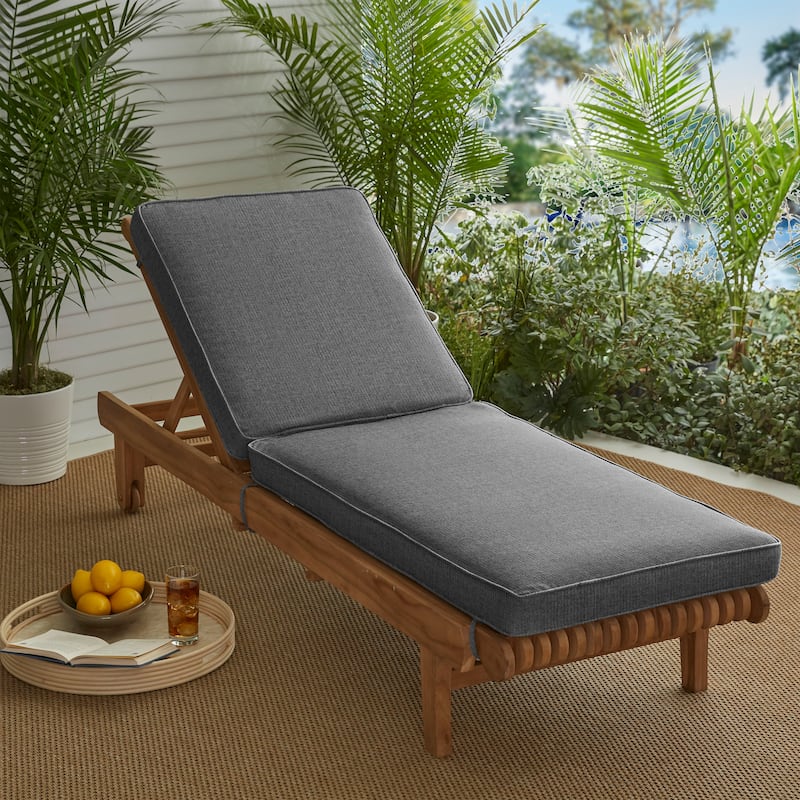 Sorra Home Sunbrella Outdoor Chaise Lounge Cushion - 73 in L x 24 in W x 3 in D - Revive Charcoal