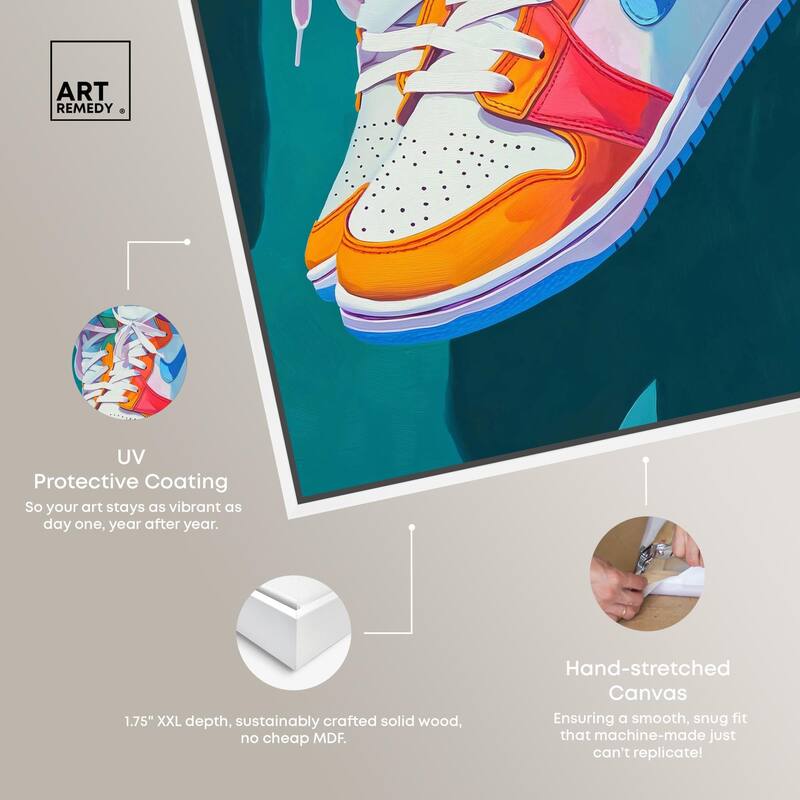 Colorful Sneaker Jump Canvas by Art Remedy
