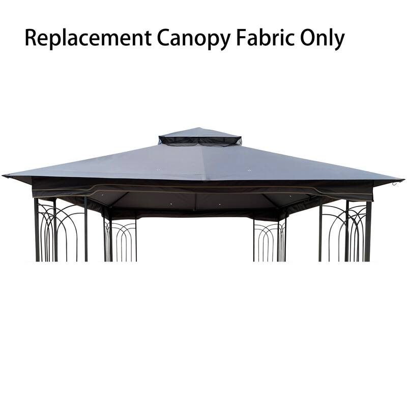 10x10 Ft Patio Double Roof Gazebo Replacement Canopy, Gray Polyester with UV Protection - Grey