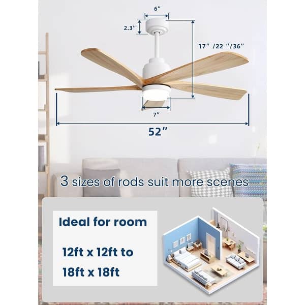dimension image slide 13 of 18, Modern Ceiling Fan With Light Smart Life APP Remote Control Timer For Alexa Google Bedroom Farmhouse