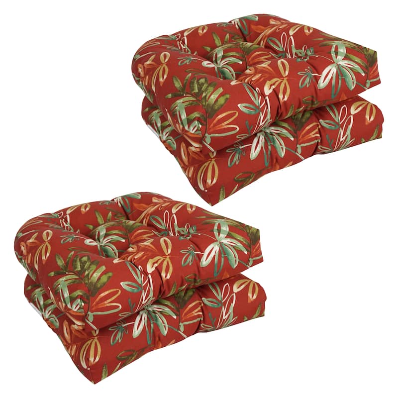 19-inch Rounded Back Tufted Indoor/Outdoor Chair Cushions (Set of 4) - 19" x 19"