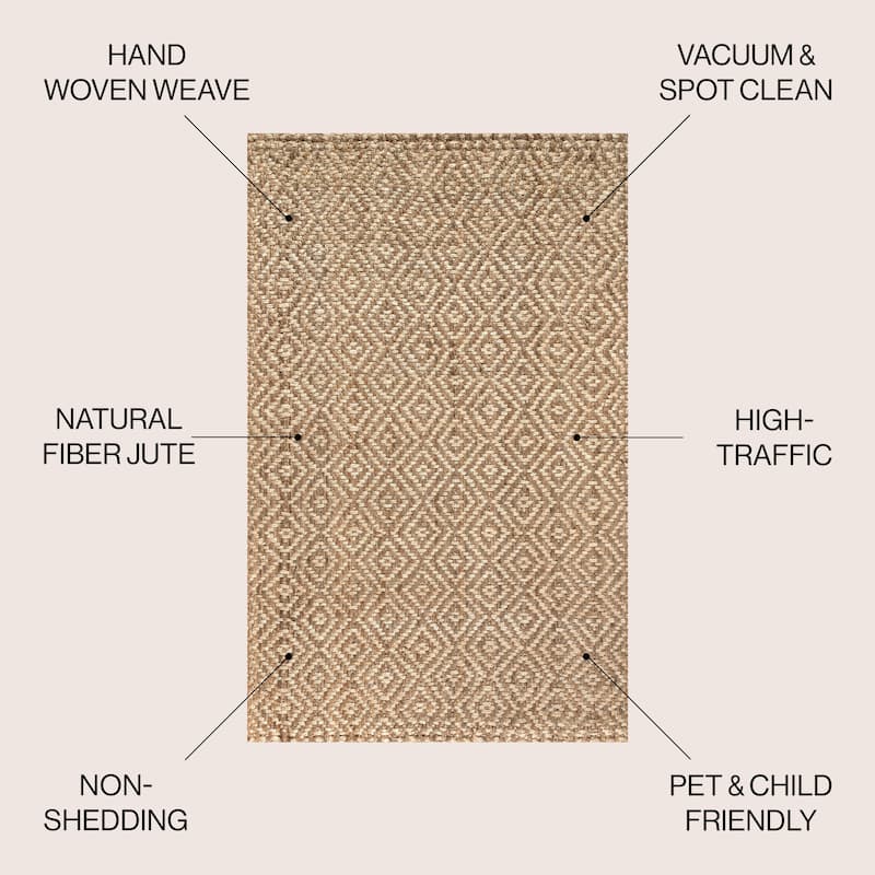 JONATHAN Y Espina Hand Woven Diamond Chunky Jute Area Rug