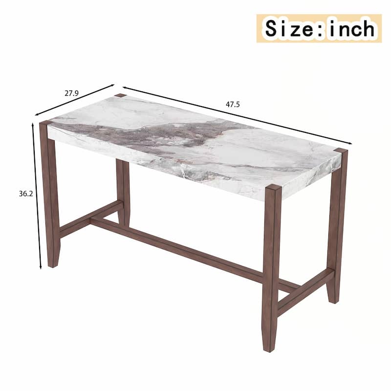 47.5 Inch Faux Marble Finish Counter Height Dining Table