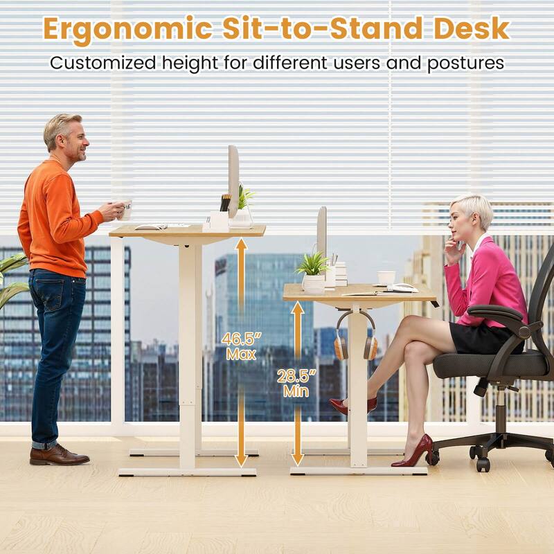 Costway 48” x 24” Electric Standing Desk with LED Display 2 Memory