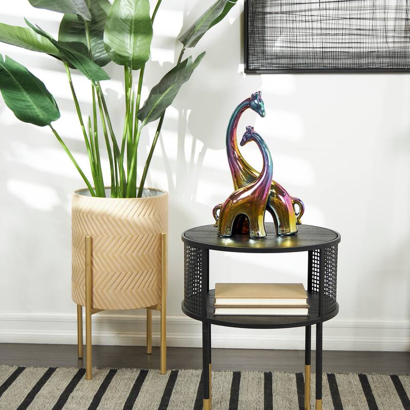 Silver or Multi Colored Ceramic Giraffe Sculpture